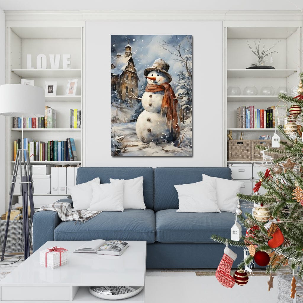 Christmas Snowman Canvas Wall Art