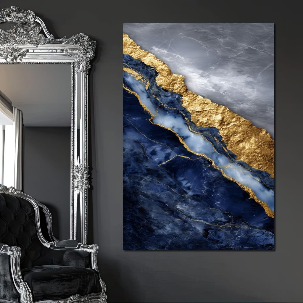 Gilded Midnight Marble Rift Canvas Wall Art