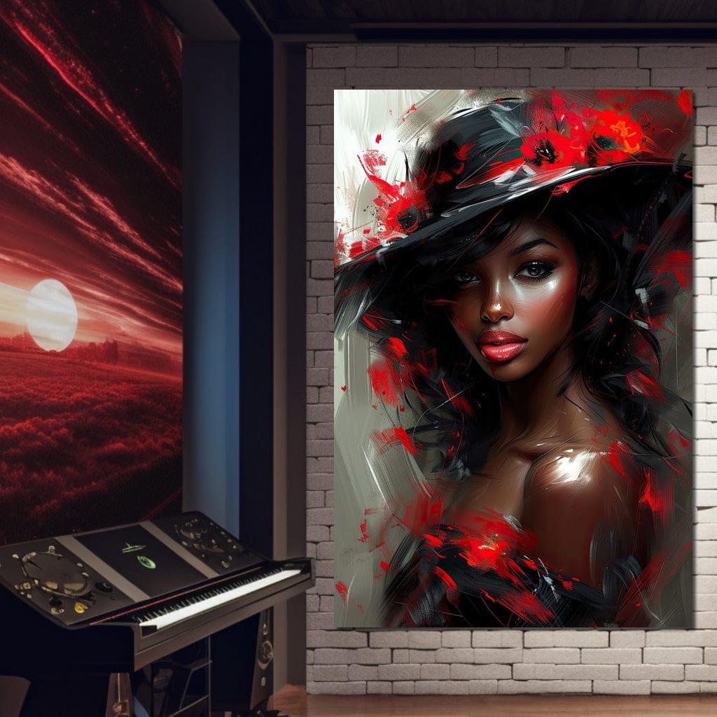 Sable Elegance with Poppy Flair Canvas Wall Art
