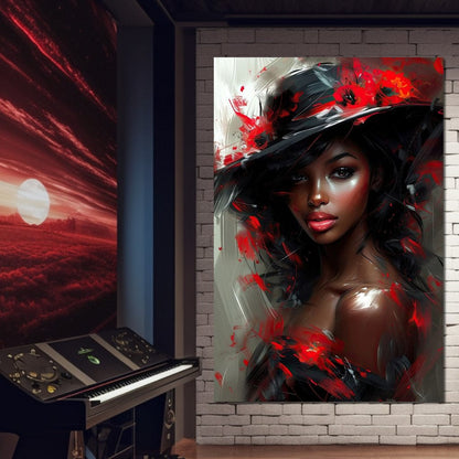 Sable Elegance with Poppy Flair Canvas Wall Art