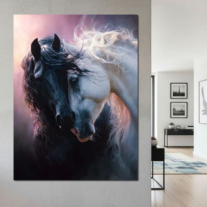 Shadowlight Twin Horses Canvas Wall Art