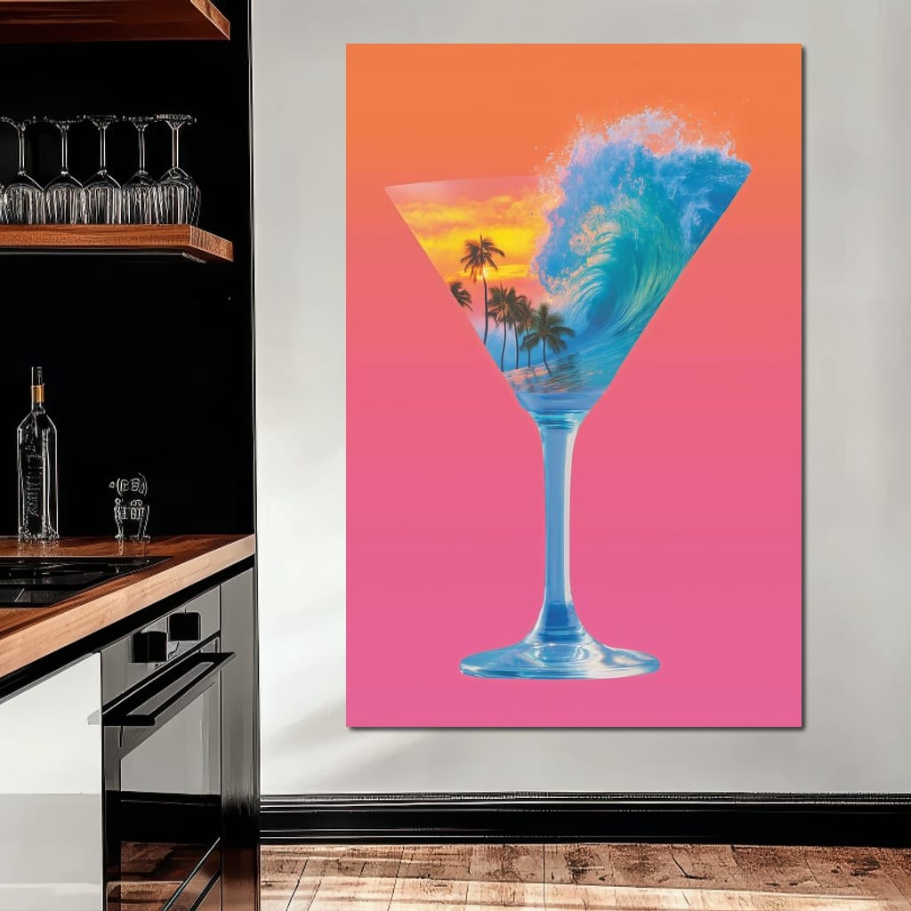 Double Exposure Martini Canvas Wall Art