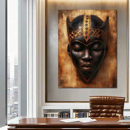 Golden Tribal Sentinel Canvas Wall Art