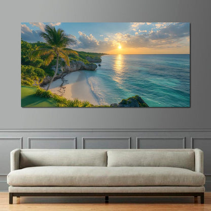 Sunlit Shores of Tranquility Canvas Wall Art