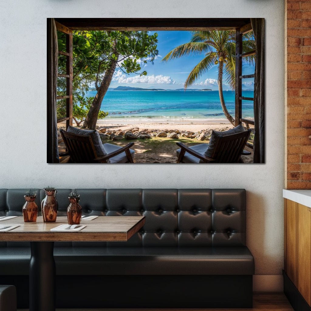 Tropical Serenity Window Canvas Wall Art