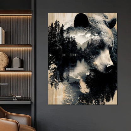 Wild Pines Bear Reflection Canvas Wall Art