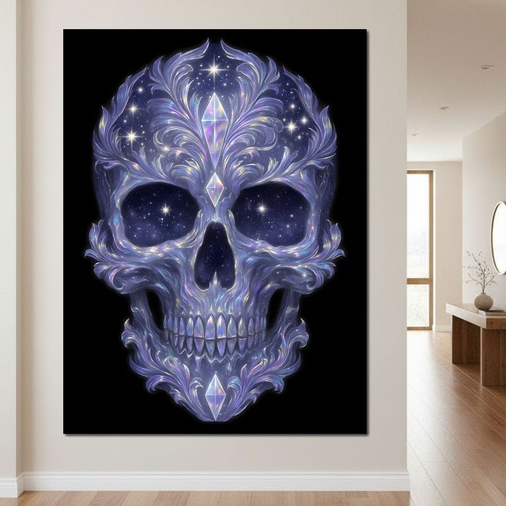 Galactic Crystal Skull Nebula Canvas Wall Art