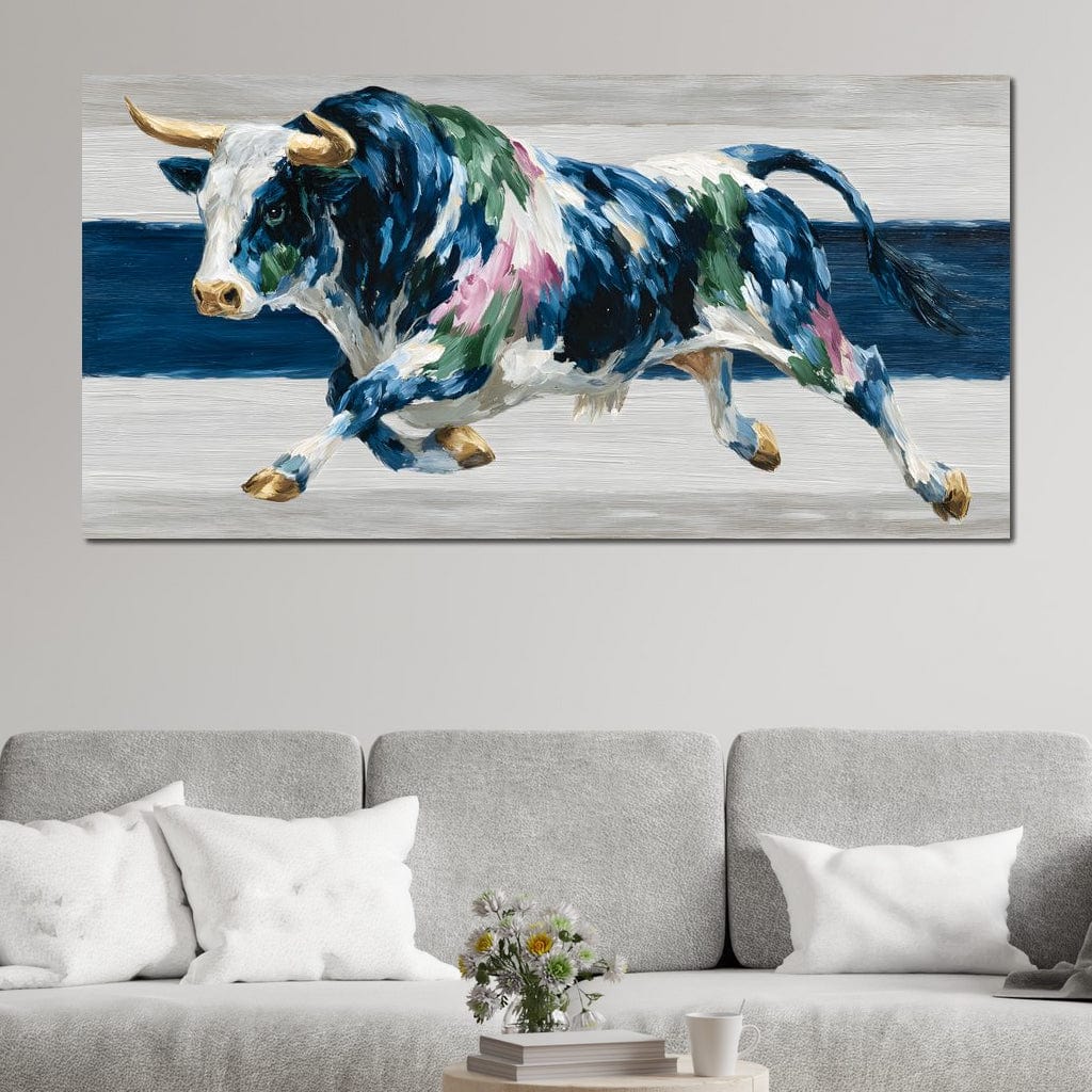 Charging Bull Color Fusion Canvas Wall Art