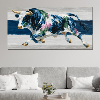 Charging Bull Color Fusion Canvas Wall Art