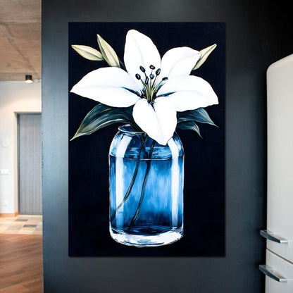 Petals In Glass Reflection Canvas Wall Art