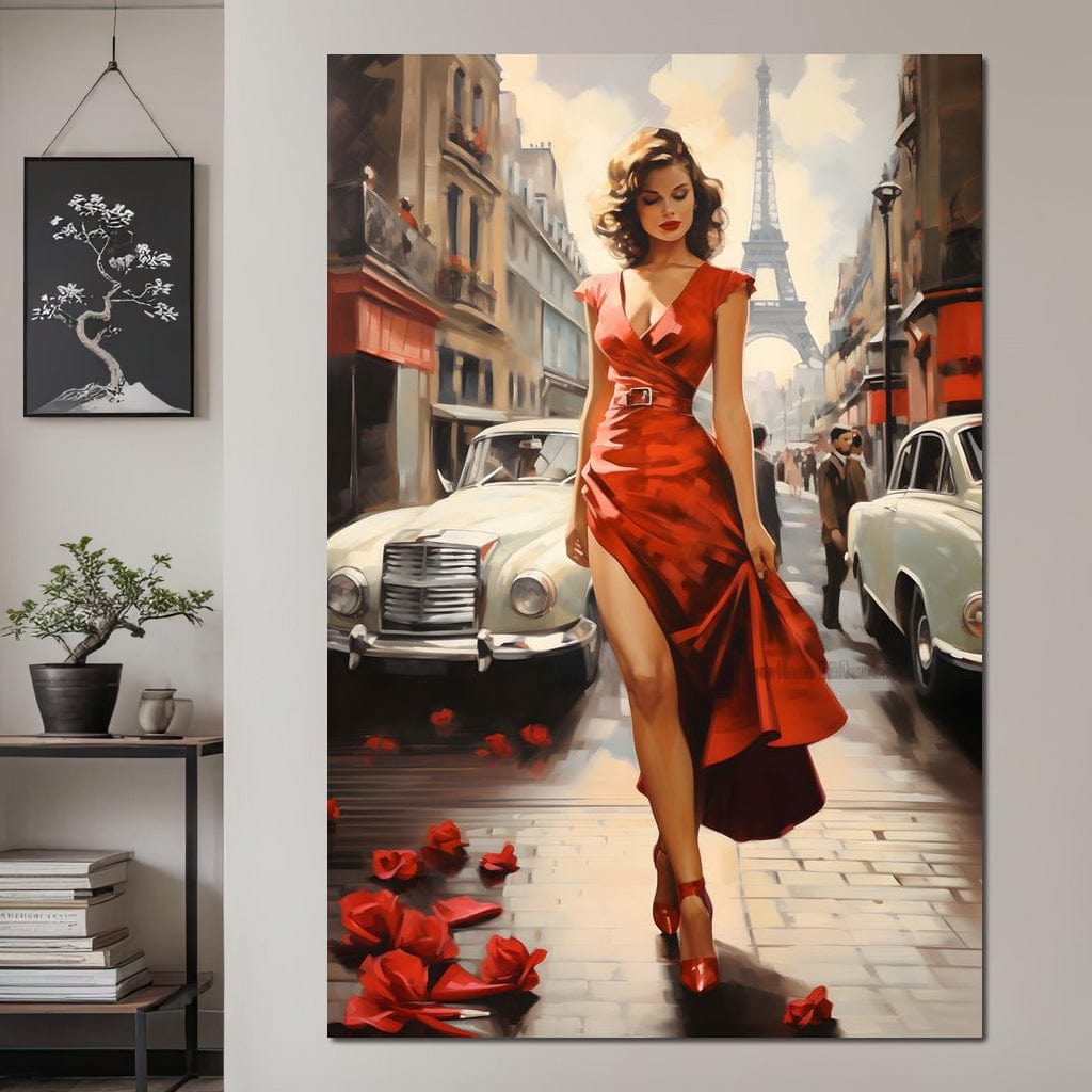 Glamour in the Streets of Paris Canvas Wall Art