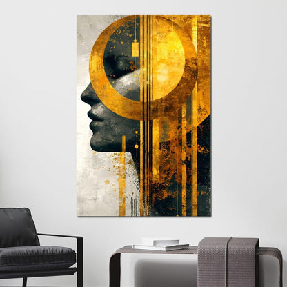 Golden Geometric Elegance Canvas Wall Art