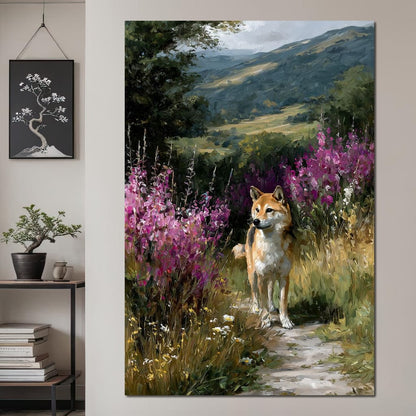 Shiba Meadow Trail Portrait Canvas Wall Art