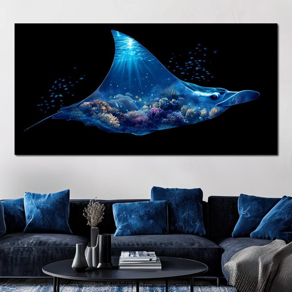 Ocean Manta Reef Lightfall Canvas Wall Art