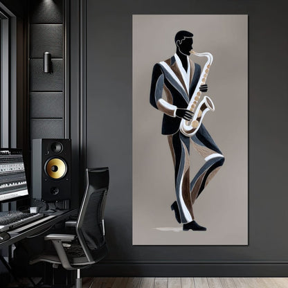 Midnight Jazz Sax Player Elegance Canvas Wall Art