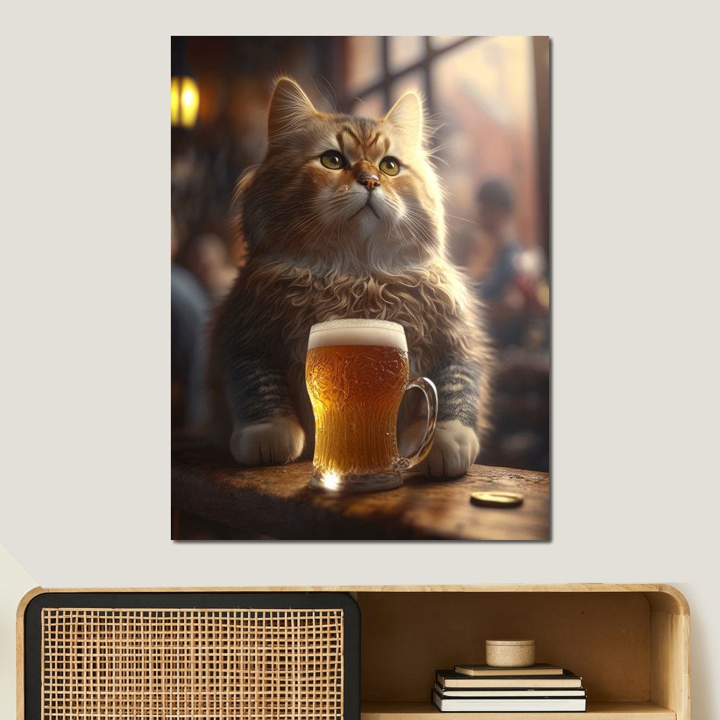 Cat Beer Canvas Wall Art