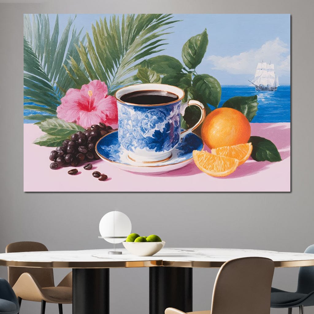 Tropical Voyage Morning Coffee Bliss Canvas Wall Art