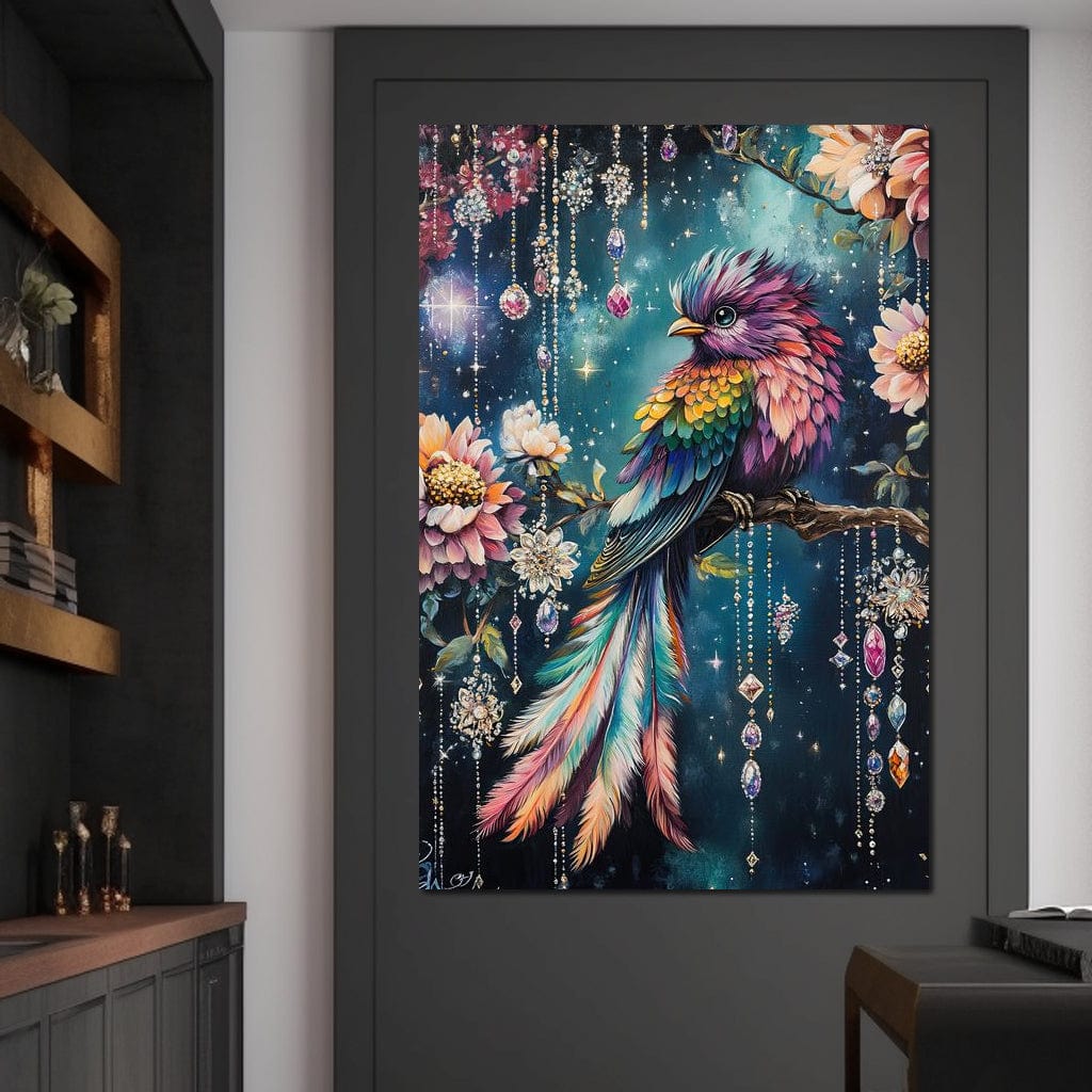 Enchanted Jewel Toned Bird Fantasy Canvas Wall Art
