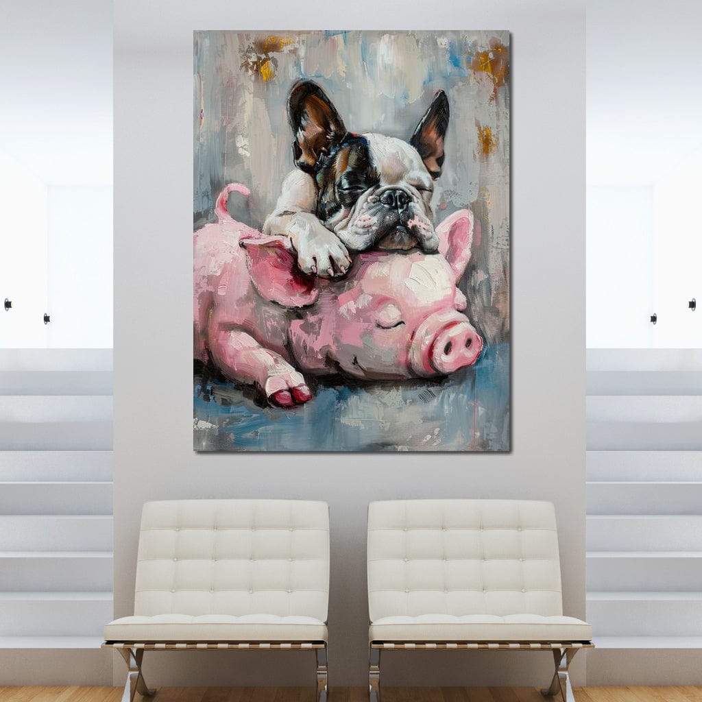 Frenchie Piglet Dreamy Den Canvas Wall Art