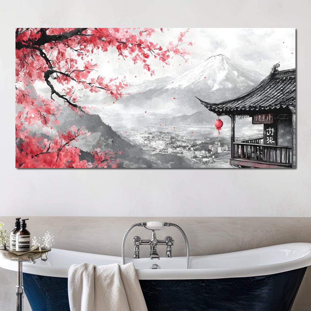 Cherry Blossom Landscape Canvas Wall Art