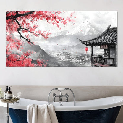 Cherry Blossom Landscape Canvas Wall Art