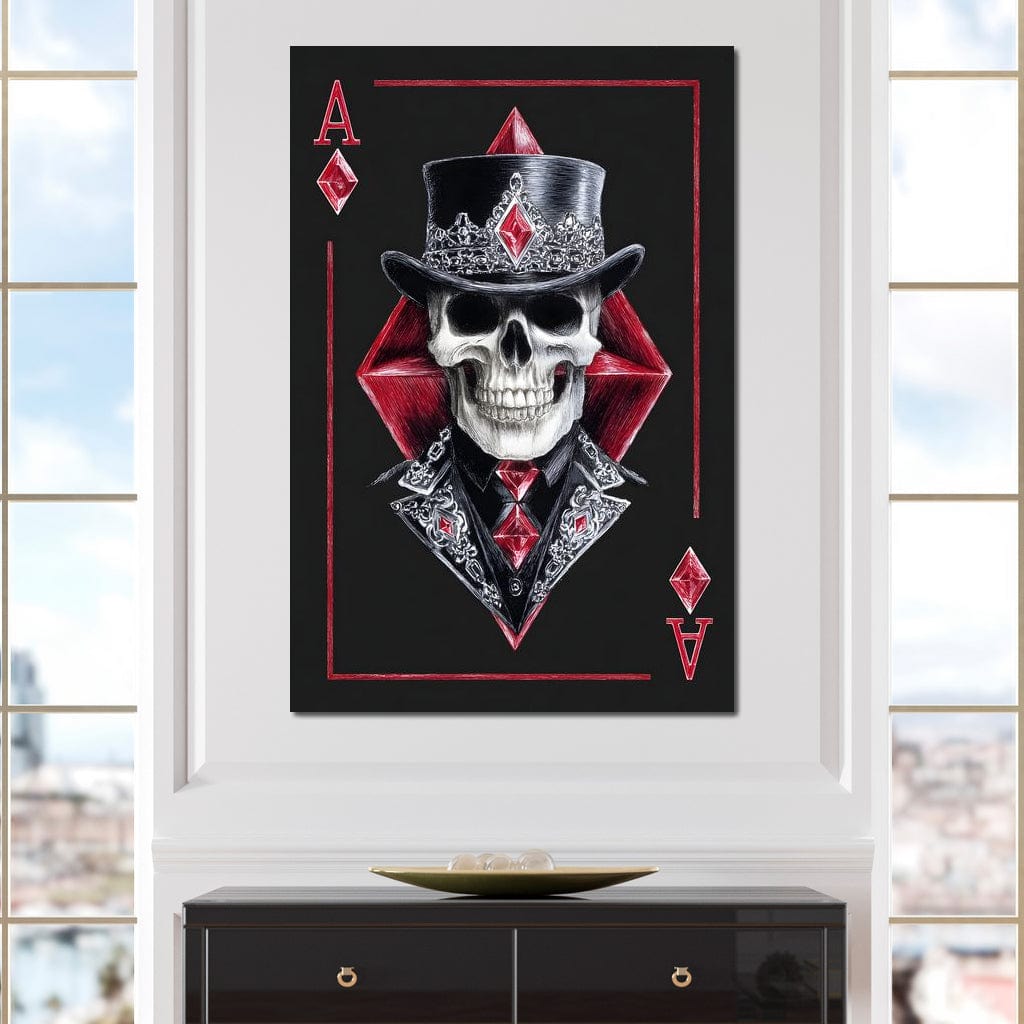 Ace Skeleton High Stakes Elegance Canvas Wall Art