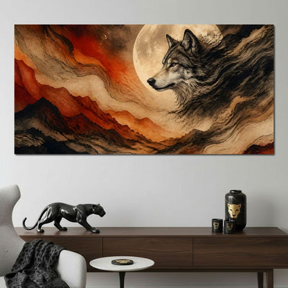 Solitary Howl Before Dawn Canvas Wall Art