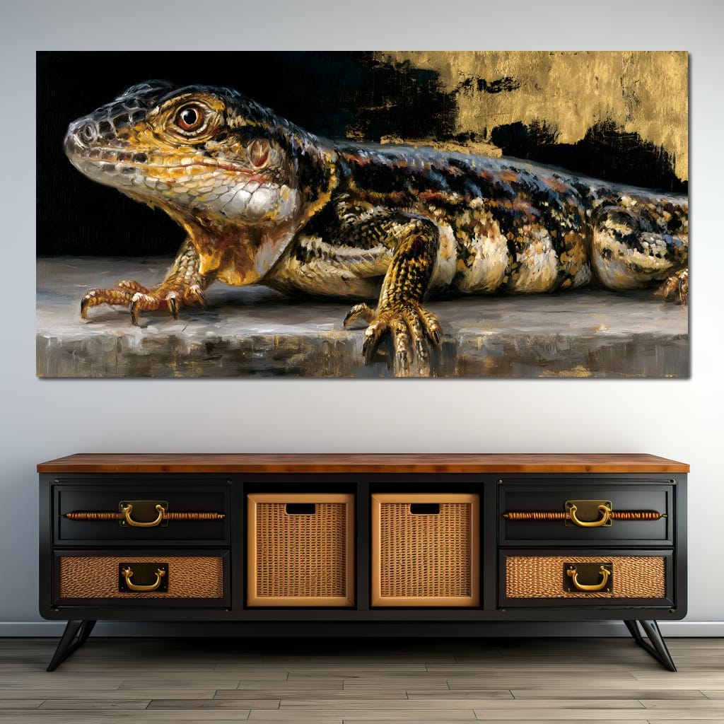 Ancient Scales Upon Gilded Ground Canvas Wall Art
