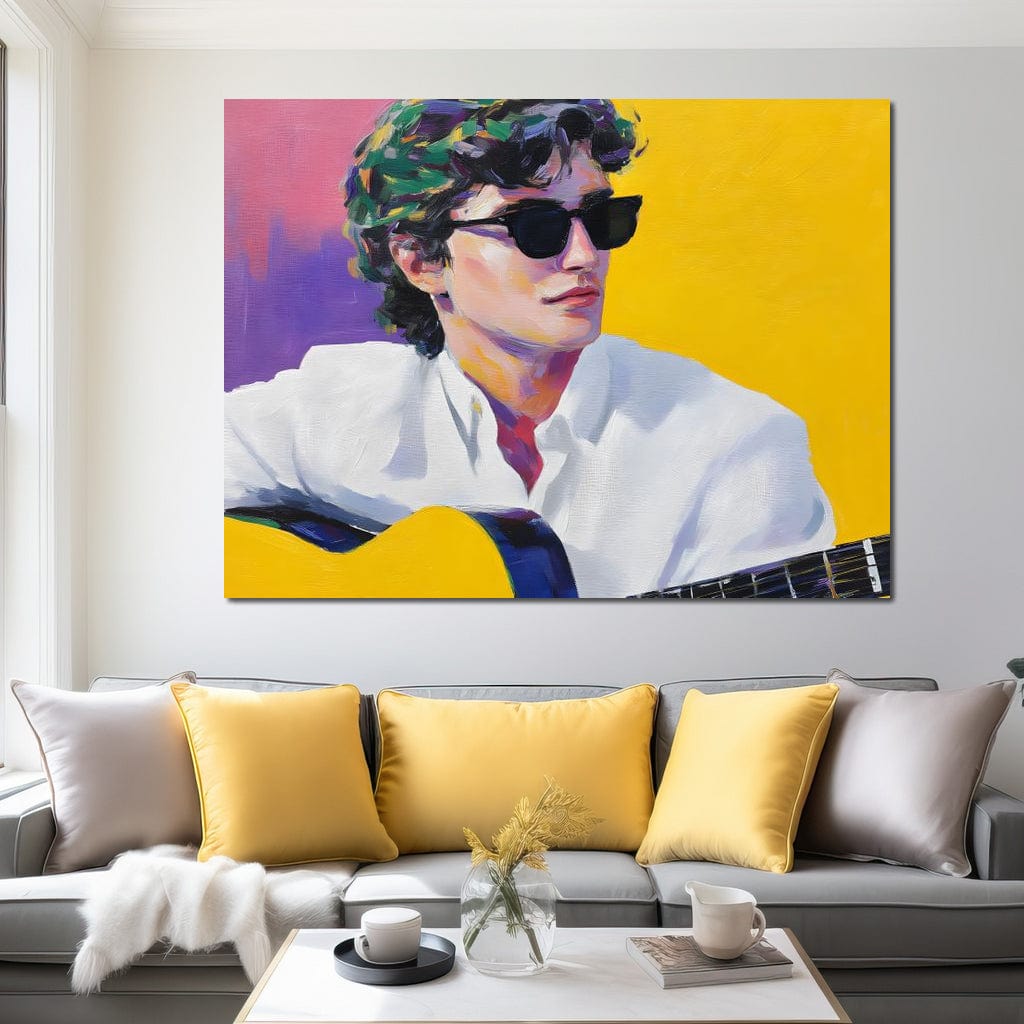 Vibrant Guitarist Sunlit Groove Canvas Wall Art