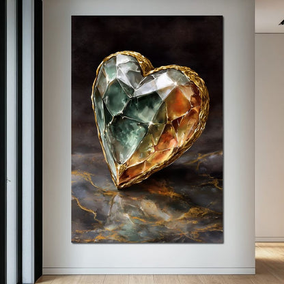 Gilded Facet Heartstone Canvas Wall Art