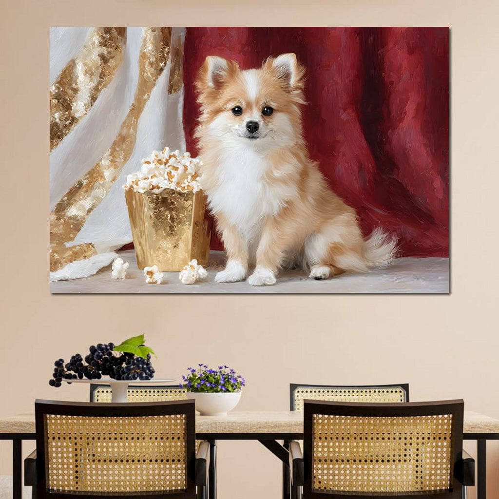 Pomeranian Popcorn Soiree Canvas Wall Art