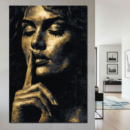 Golden Silence Portrait Muse Canvas Wall Art