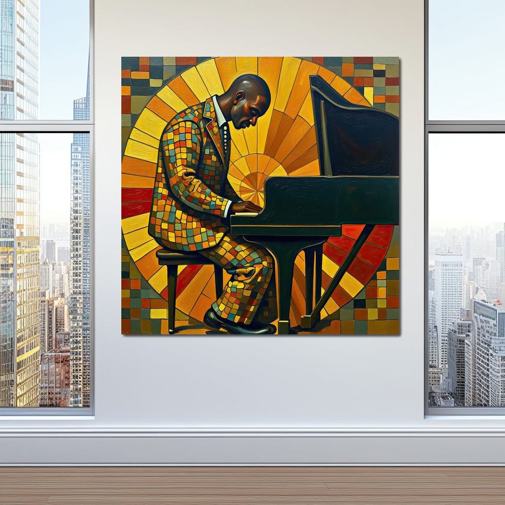 The Mosaic Pianist Canvas Wall Art