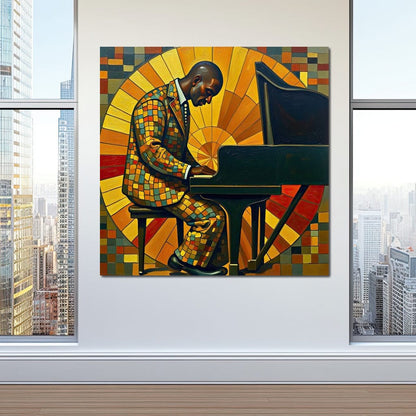The Mosaic Pianist Canvas Wall Art