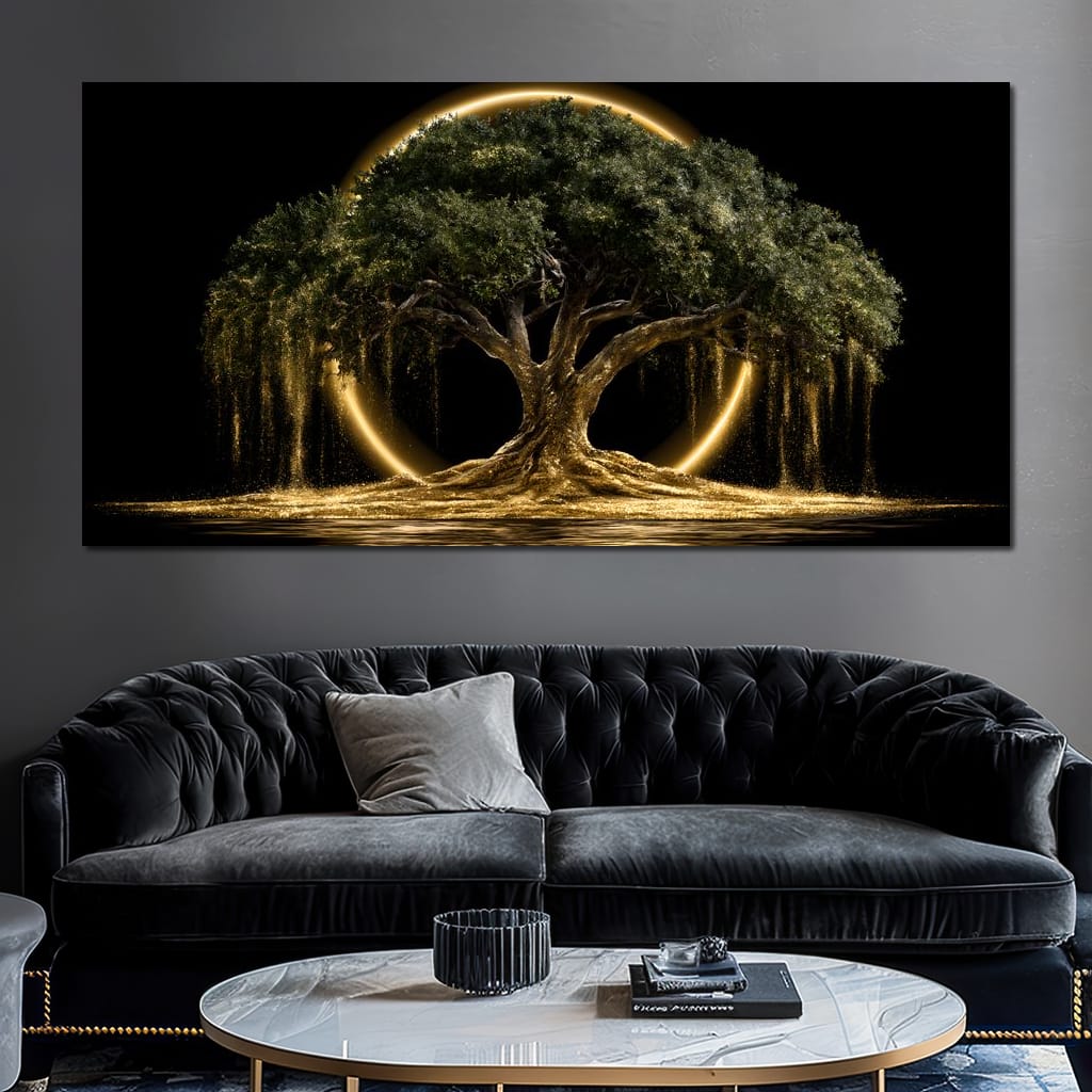 Ancient Tree Upon The Hollow Moon Canvas Wall Art