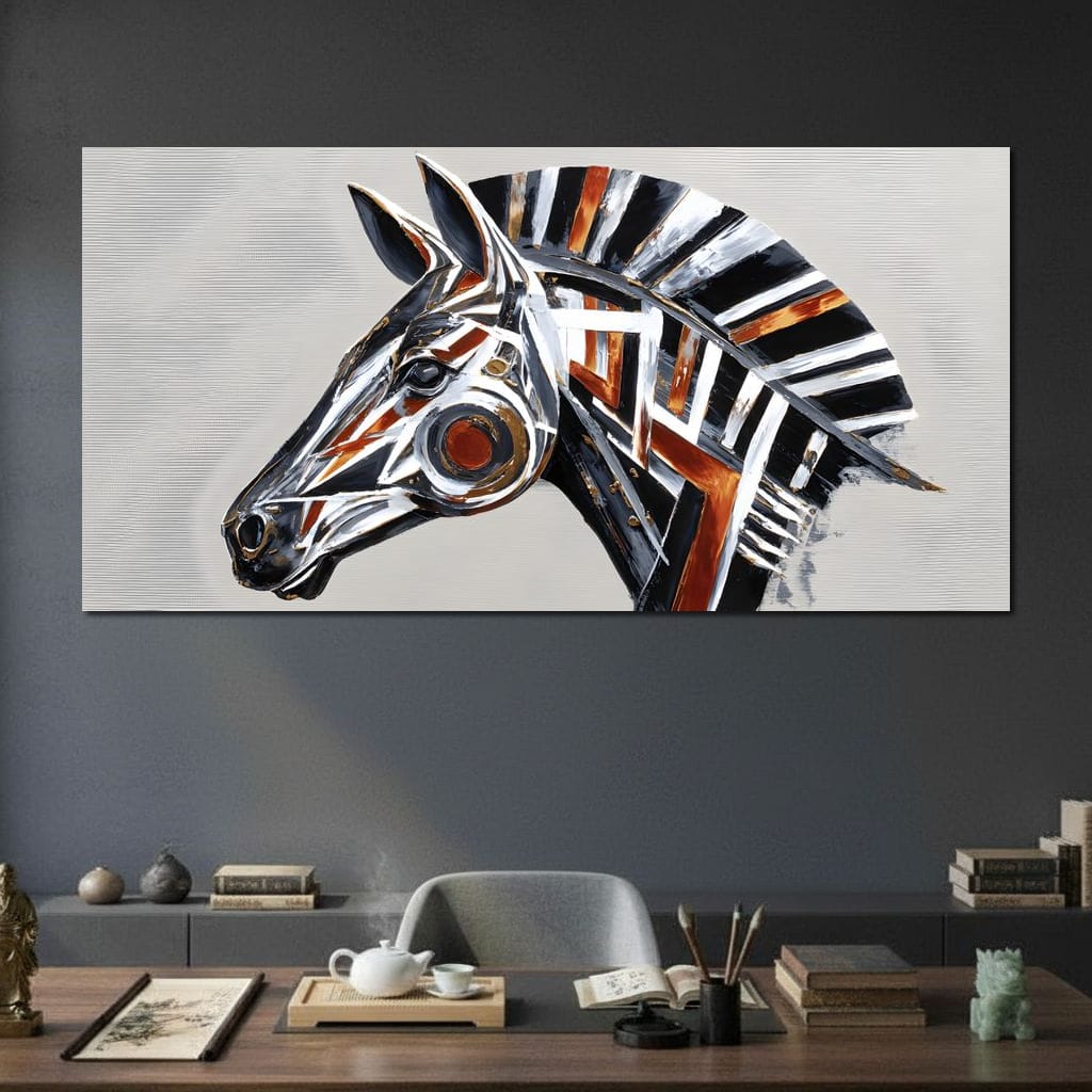 Chrome Horse Elegance Canvas Wall Art