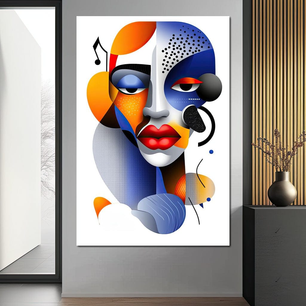 Red Lips and Bold Shapes Canvas Wall Art