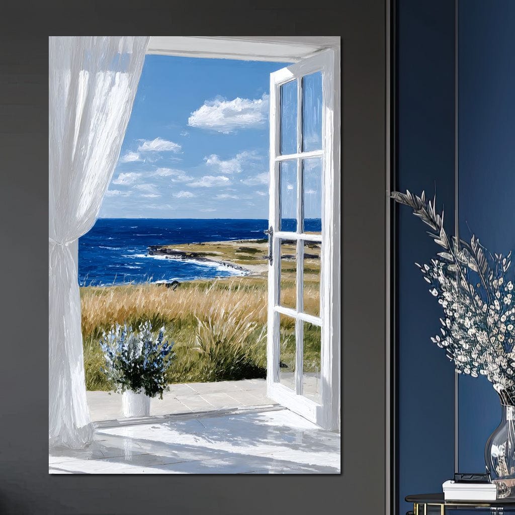 Ocean Breeze Through Open Window Canvas Wall Art