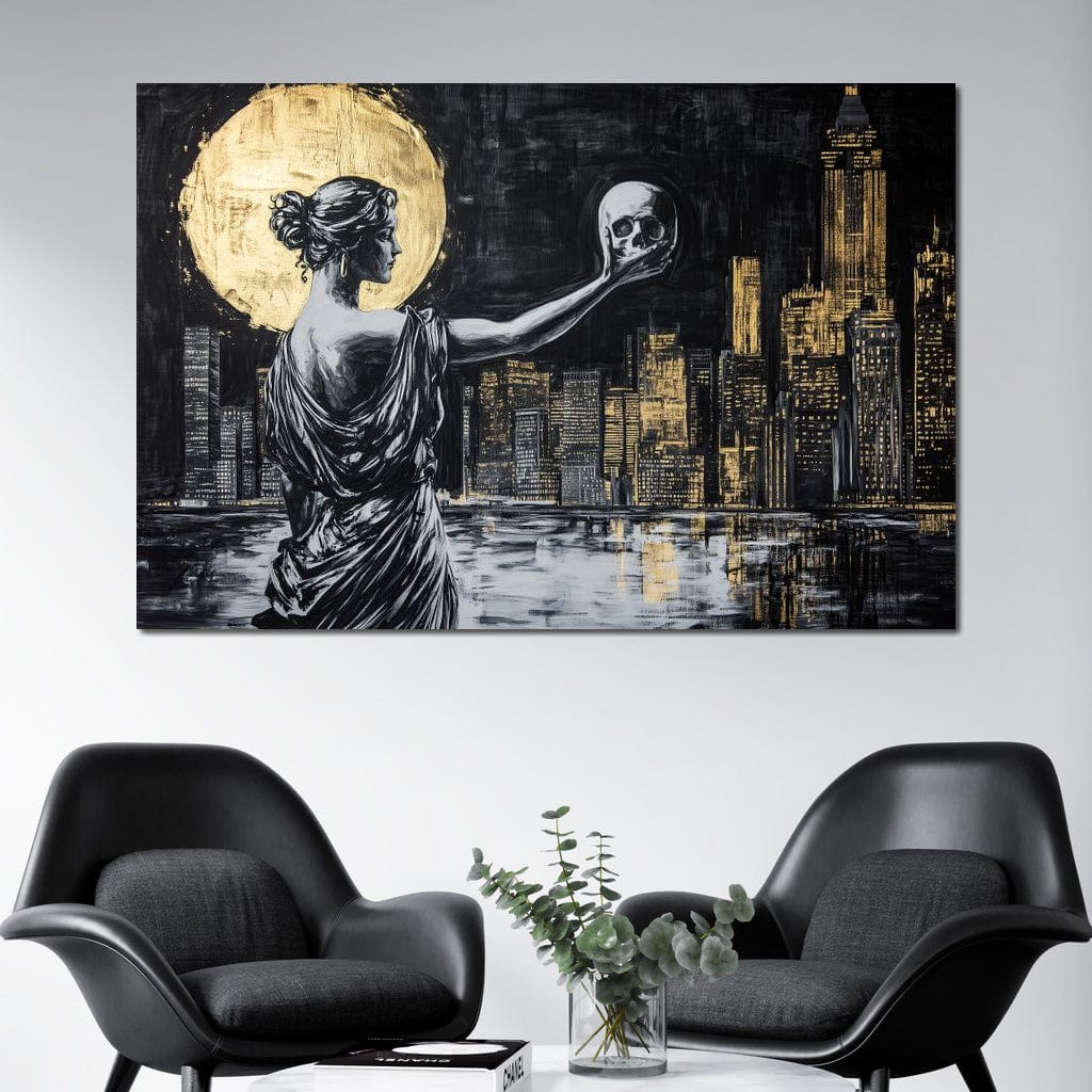 Golden Reflection Over the City Canvas Wall Art