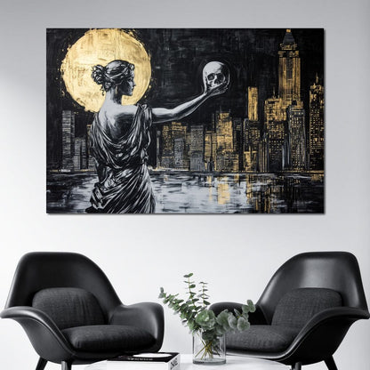 Golden Reflection Over the City Canvas Wall Art