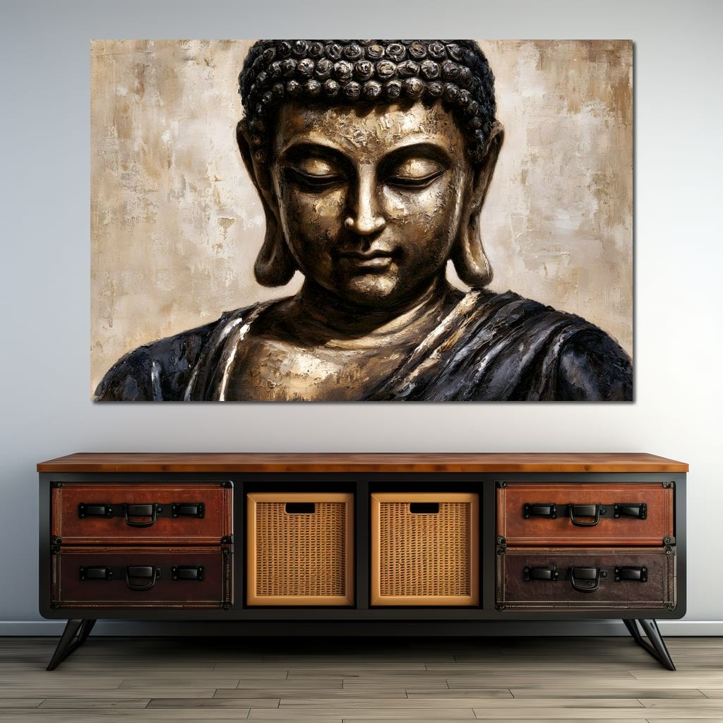 Golden Stillness Of Inner Reflection Canvas Wall Art