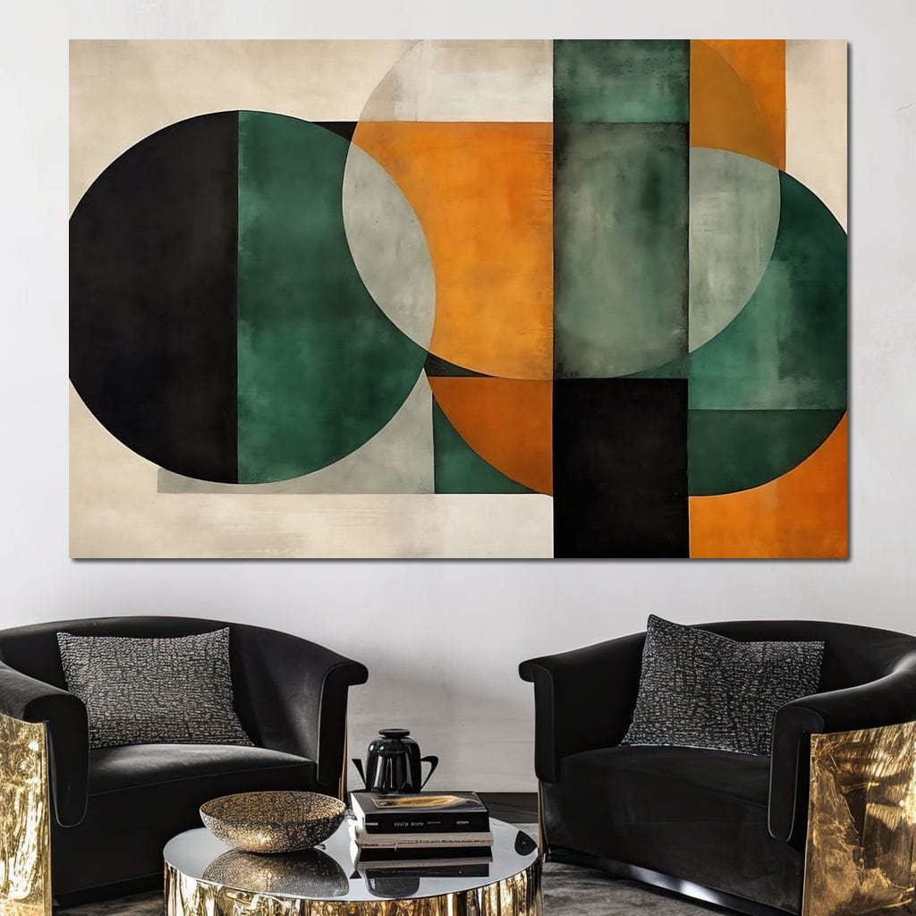 Geometric Ochre Jade Balance Canvas Wall Art