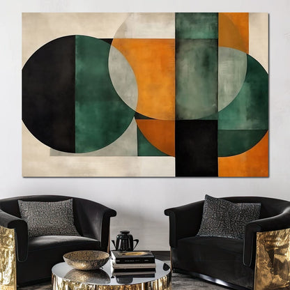 Geometric Ochre Jade Balance Canvas Wall Art