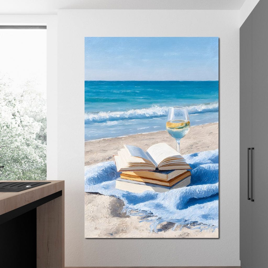 Seaside Pages and Chardonnay Bliss Canvas Wall Art