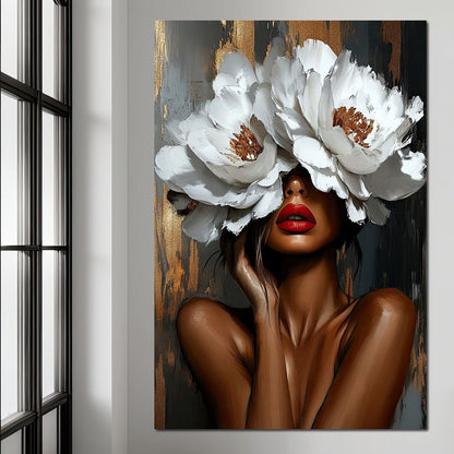 Elegance in Bloom Shadows Canvas Wall Art
