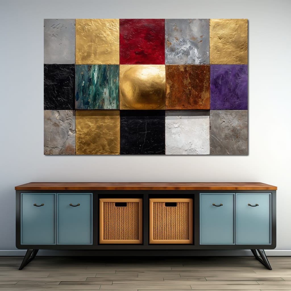 Gilded Mosaic Color Blocks Canvas Wall Art