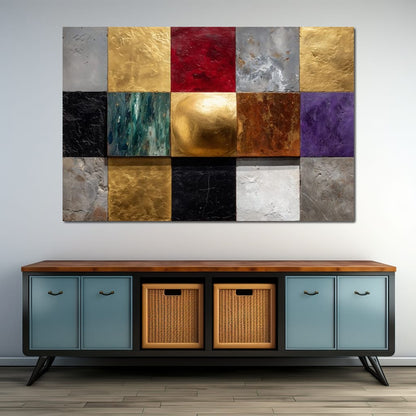 Gilded Mosaic Color Blocks Canvas Wall Art