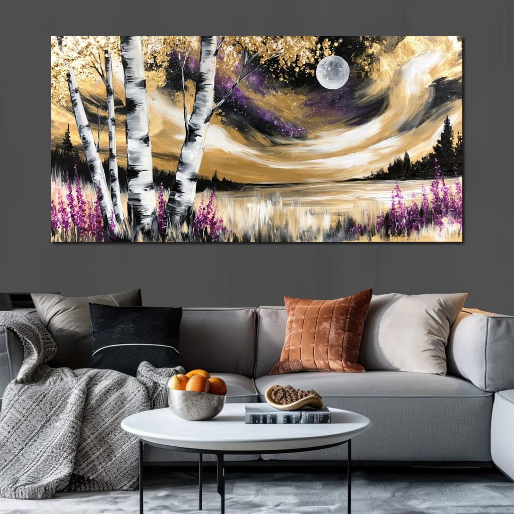 Golden Solstice Over The Purple Wilds Canvas Wall Art