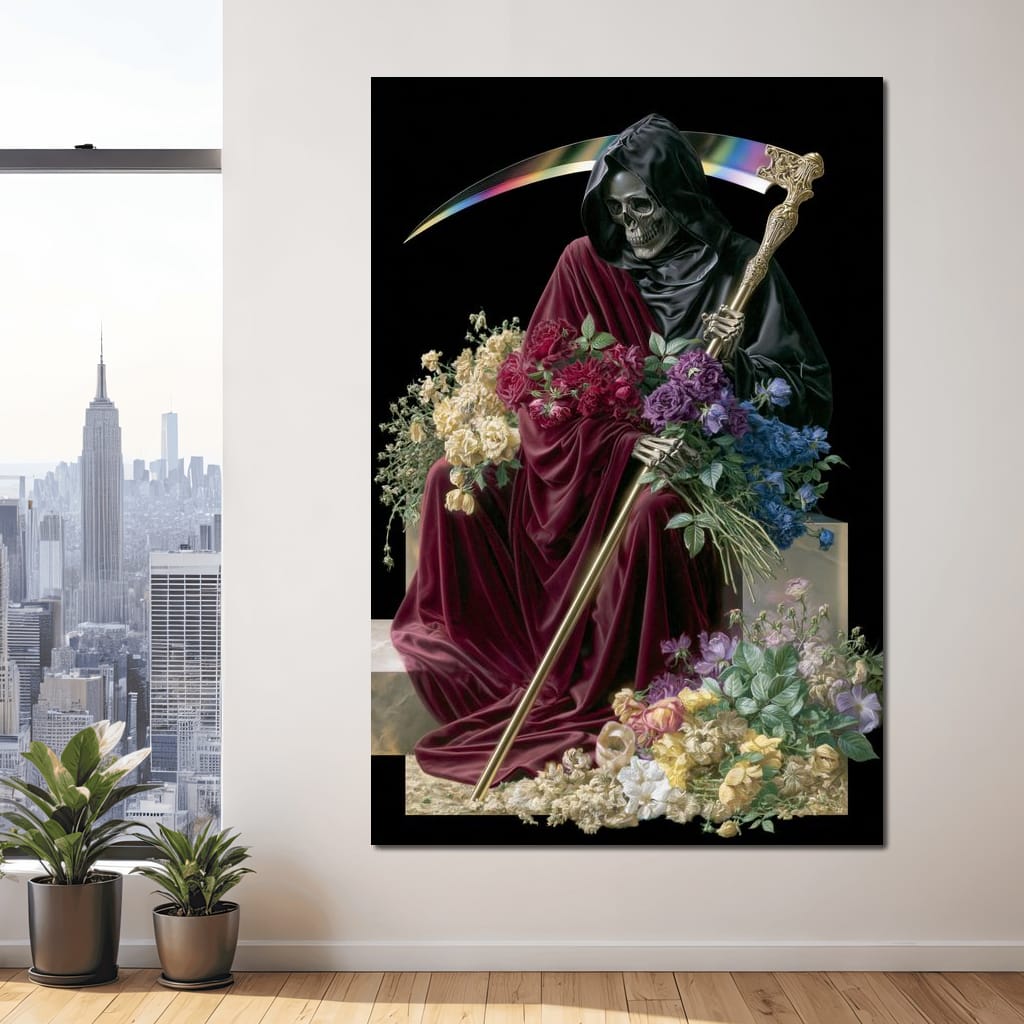 Death Rests With Fallen Petals Canvas Wall Art
