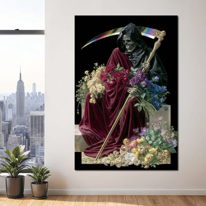 Death Rests With Fallen Petals Canvas Wall Art